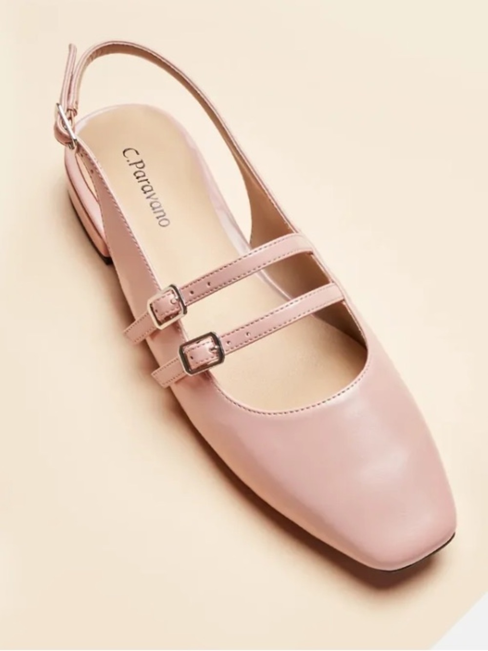 C. Parvano Alyssa Double Strap Slingback Mary Jane in Blush Pink Size EU 38 1/2
